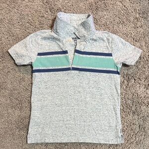 Gray Blue and Aqua Striped Kids Polo Shirt